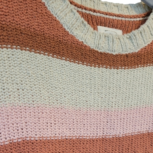 Billabong Striped Knit Sweater Womens S Boxy Fit Drop Shoulder Crewneck Fall - Picture 8 of 10